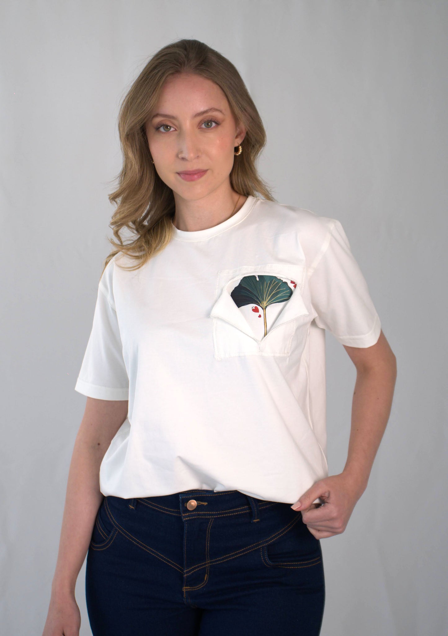 Camiseta Bolsillo Ginkgo Biloba Blanco