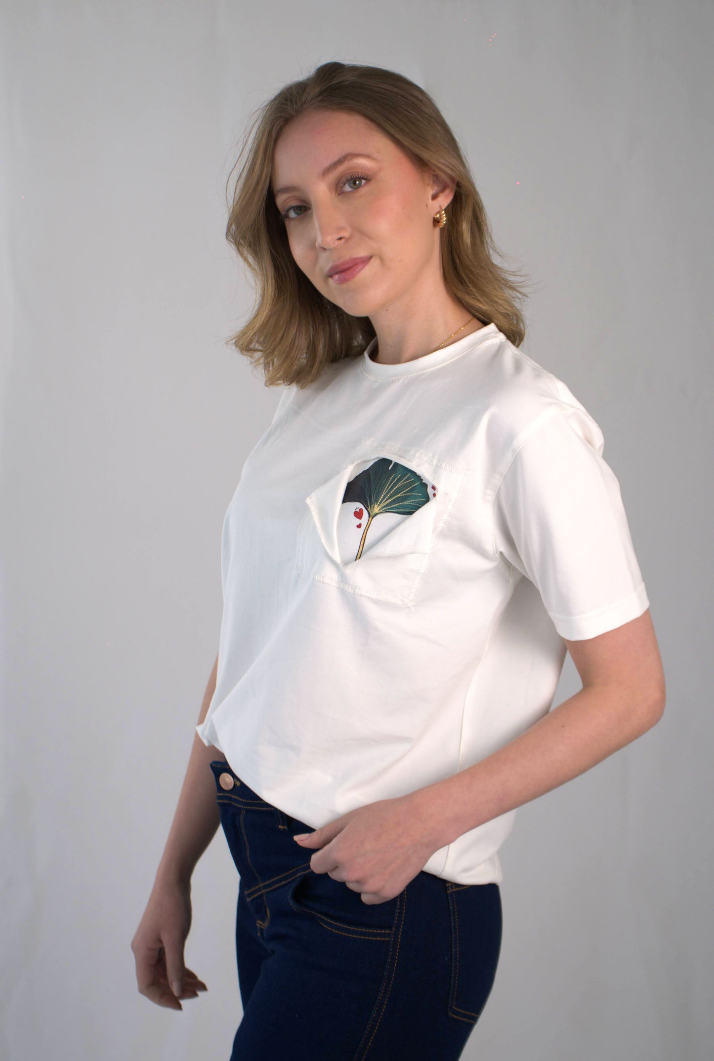Camiseta Bolsillo Ginkgo Biloba Blanco