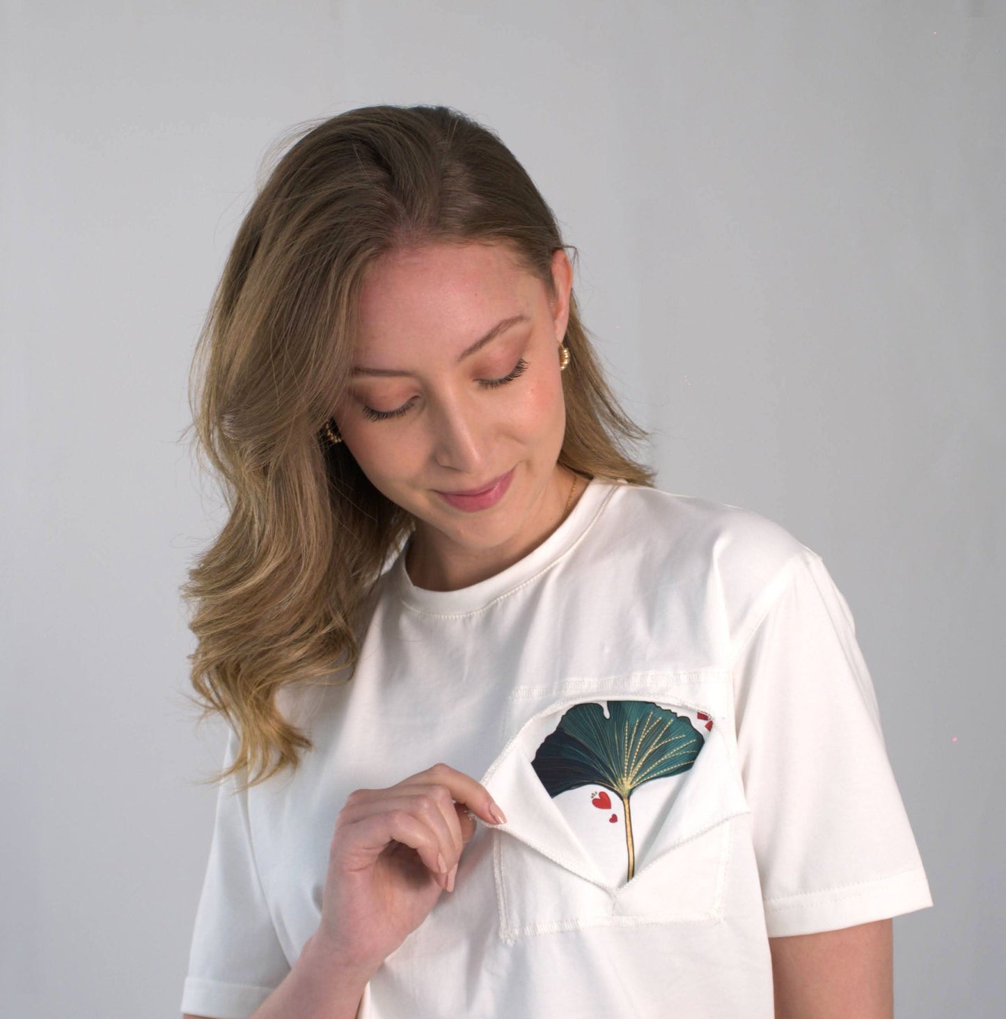 Camiseta Bolsillo Ginkgo Biloba Blanco